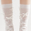 Gabriella 3D Bow Ribbon Applique Lace Crew Sock | White
