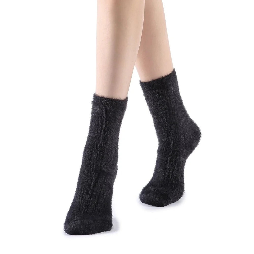 Polly Fuzzy Crew Sock | Black Main image
