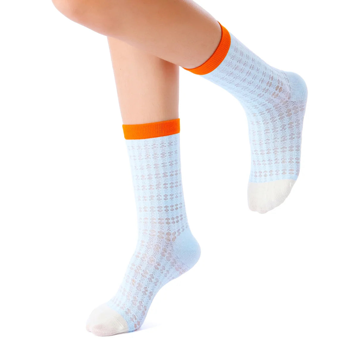 Zoe Color Block Pointelle Semi-Sheer Crew Sock | Blue Main image