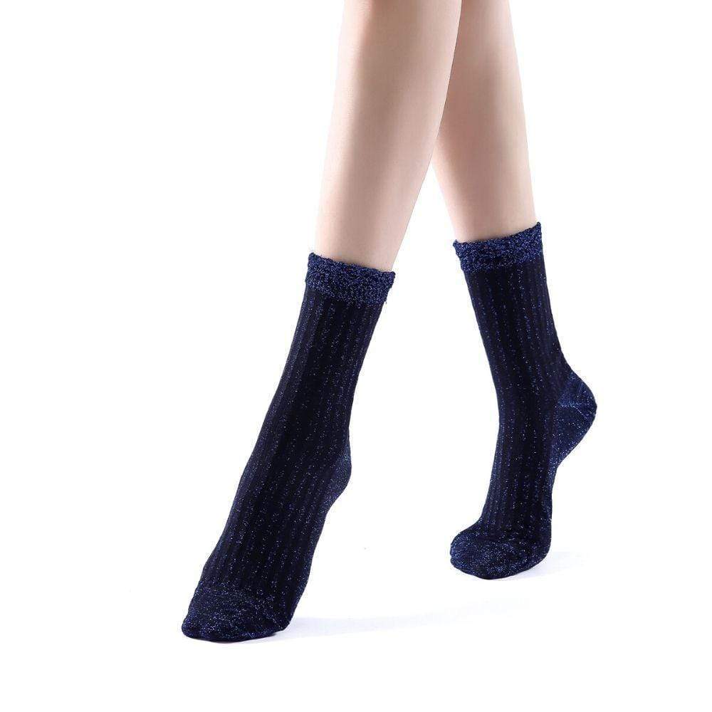 Aliyah Scallop Sparkle Crew Sock | Blue Main image