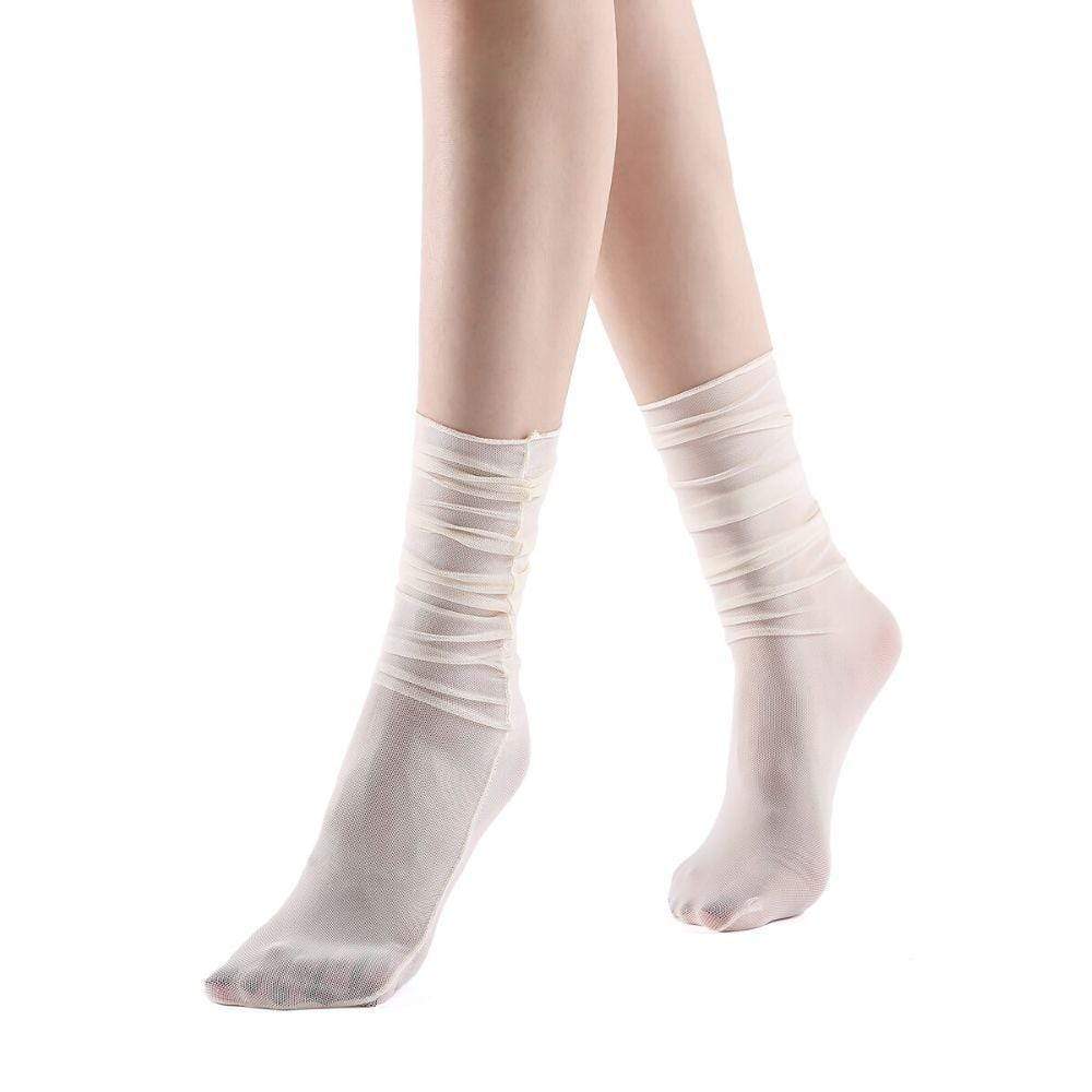 Neverminder Slouch Sheer Crew Sock | White Main image