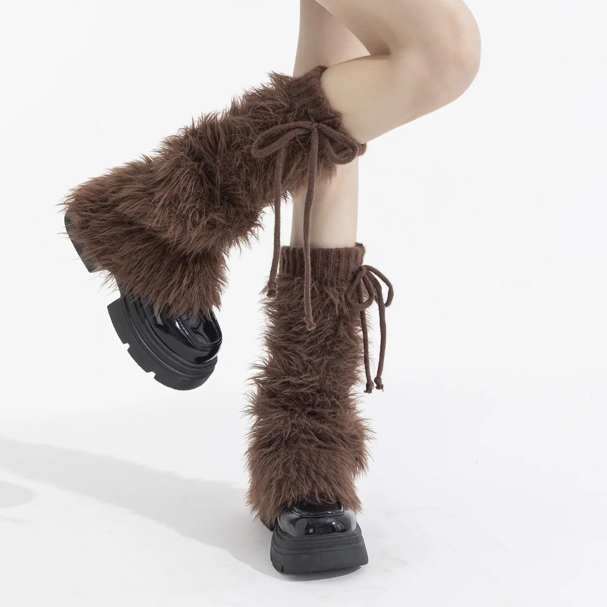 Britney Y2K Faux Fur Leg Warmers | Brown Main image