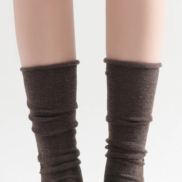Sadie Wool Blend Slouch Mid High Sock | Brown
