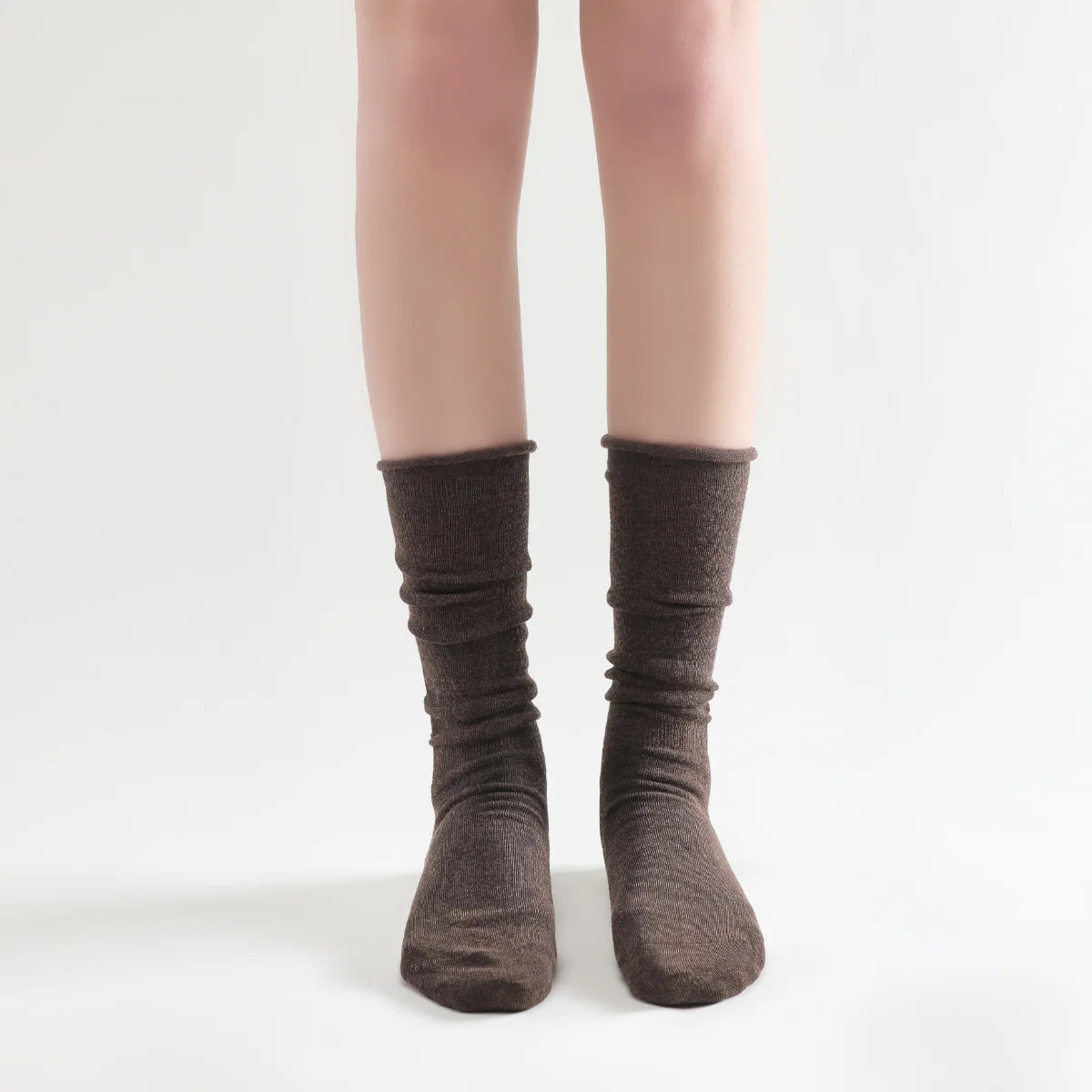 Sadie Wool Blend Slouch Mid High Sock | Brown Main image